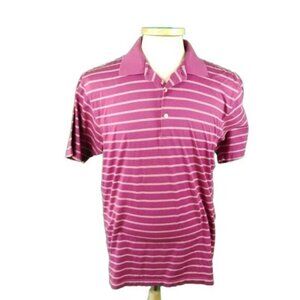 Peter Millar Medium Pink Striped Cotton Golf Short Sleeve Polo Shirt